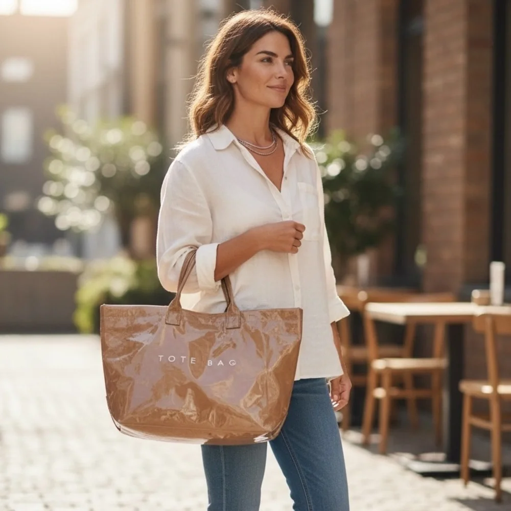 Tan Brown Tear Resistant Paper Tote Bag Large Lightweight Brand New‎